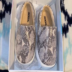 SODA Snake Skin Slip Ons